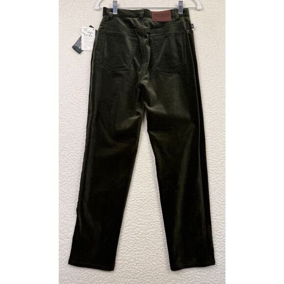 LRL Ralph Lauren Jeans Co Green Velvet Pants Women Stretch Straight Leg Size 4P - Picture 2 of 9